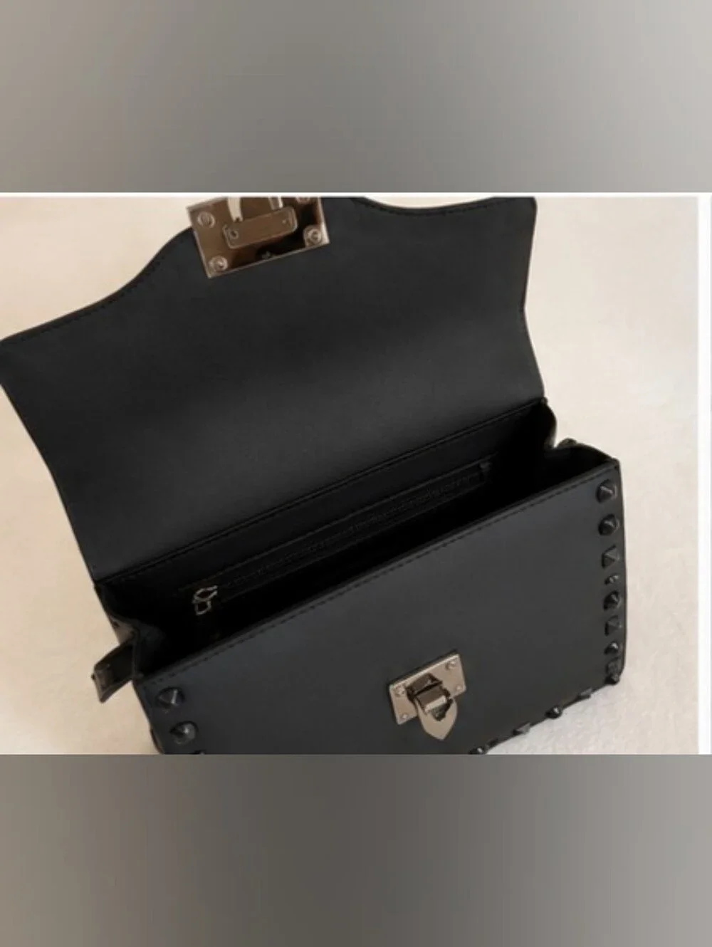 Black Studded Top-Handle Women’s Bag